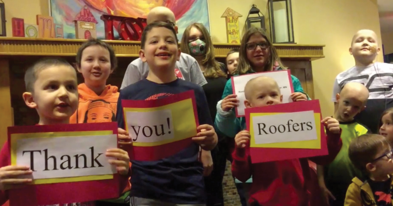 Children whose families receive assistance from Ronald McDonald Houses show their appreciation for the roofing industry’s generosity.