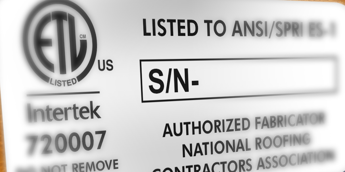 NRCA's ITS Certification for Compliance with ANSI/SPRI ES-1